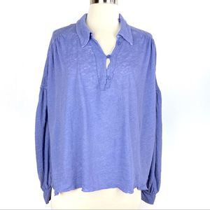 New WE THE FREE Rush Hour Top Shirt Large blue t8